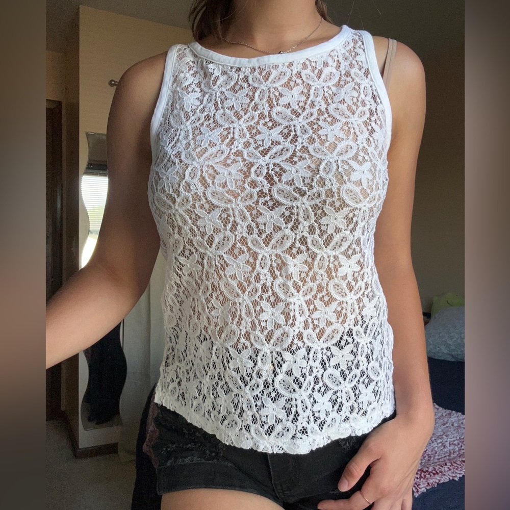 See-through Floral Knitted Top